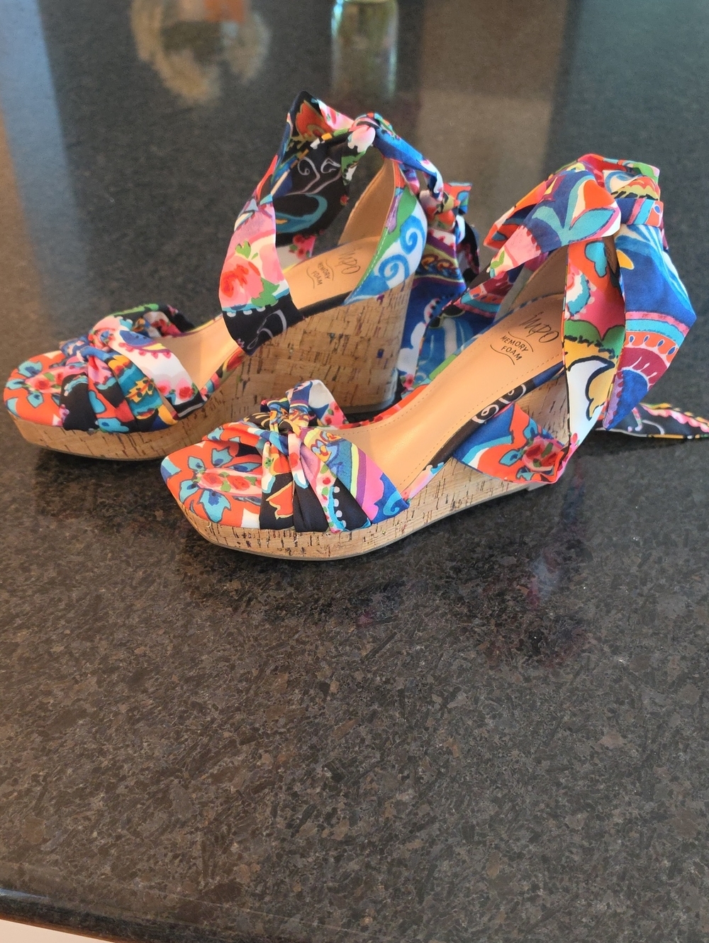 Colorful Floral Wedge Sandals - Multi. IMPO Sandal